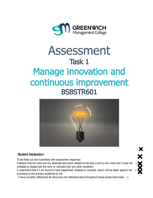 Bsbstr 602 - Assessment Task 1•final - Assessment Task 1 Develop ...