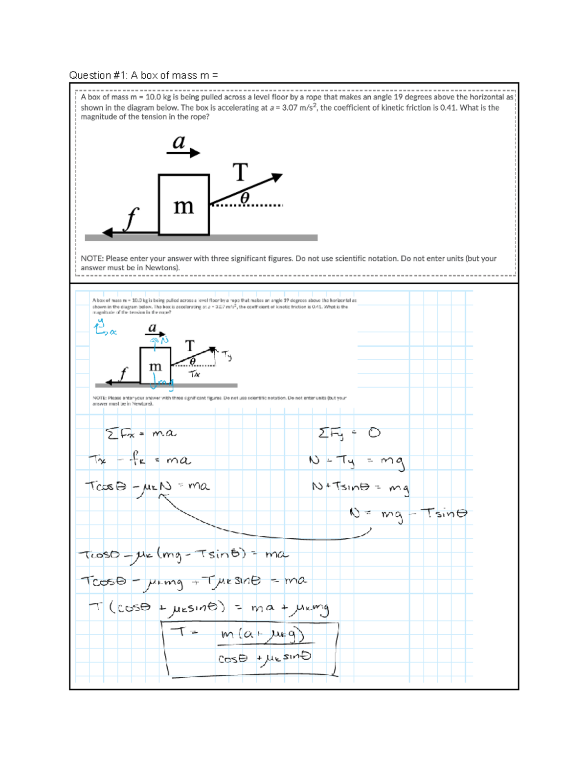 Midterm 2 Solutions - Question #1: A box of mass m = Question #2: A ...