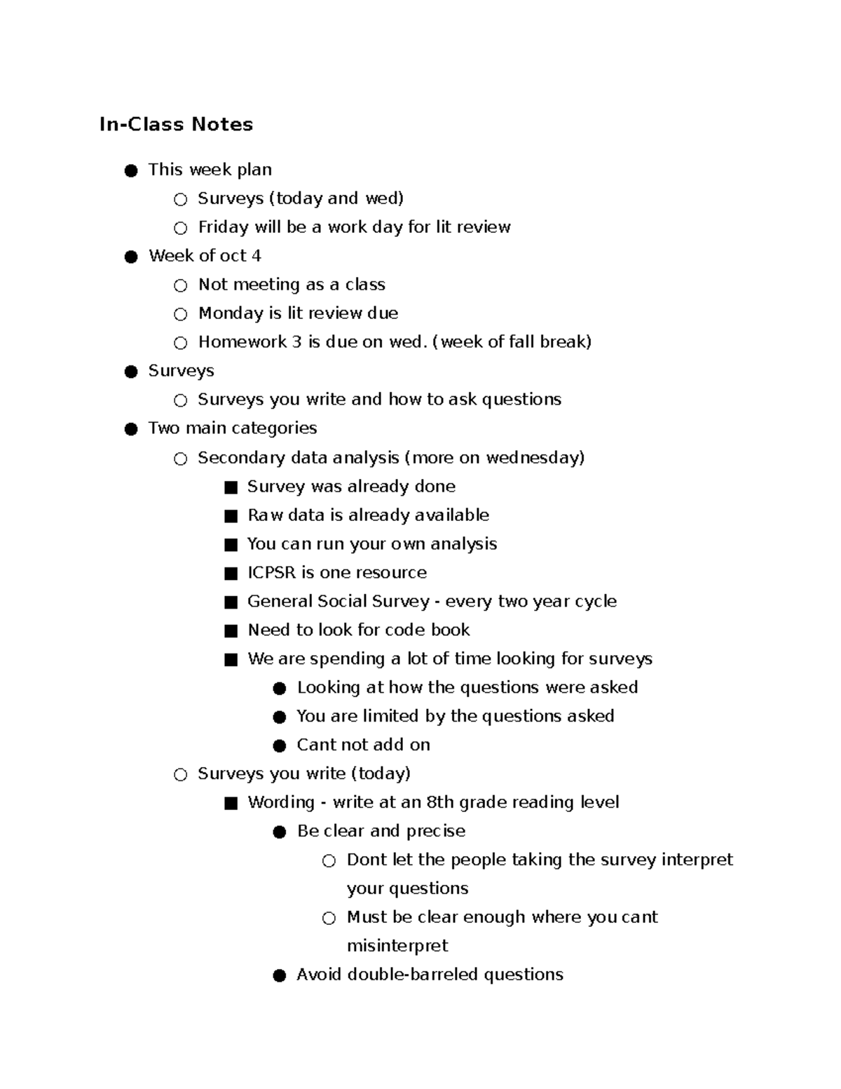 Soc 208 6 - class notes from 2021 - In-Class Notes This week plan ...