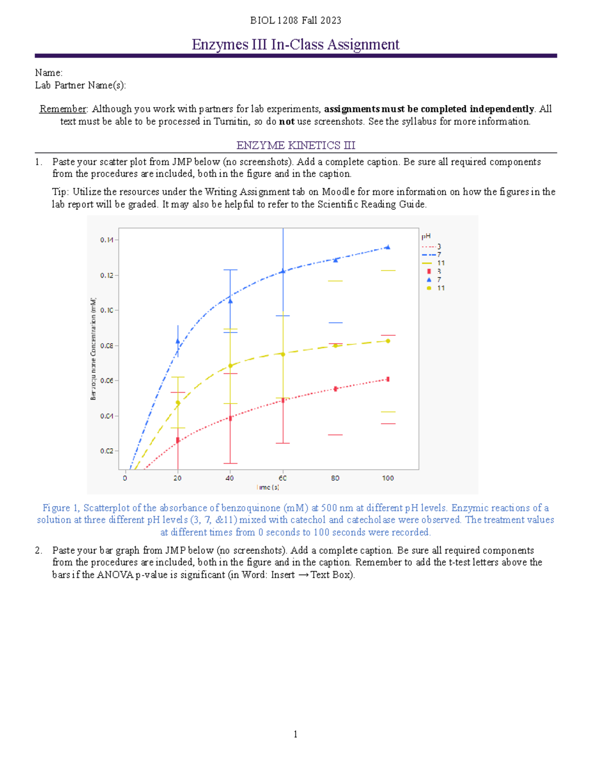 Enzyme III ICA - Notes - Enzymes III In-Class Assignment Name: Lab ...