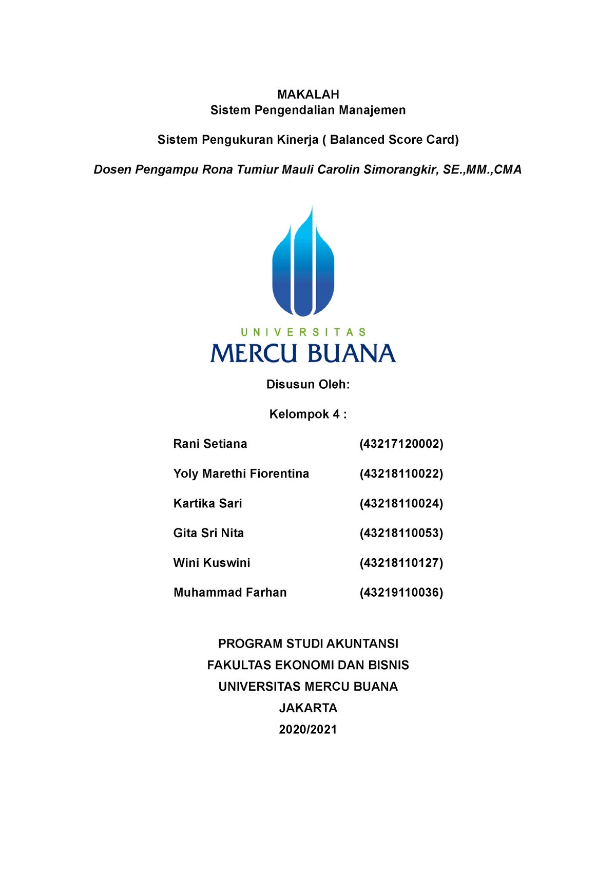 Tugasbesar 2 Makalahkelompok 4 Sistem Pengukuran Kinerja Balanced Score ...