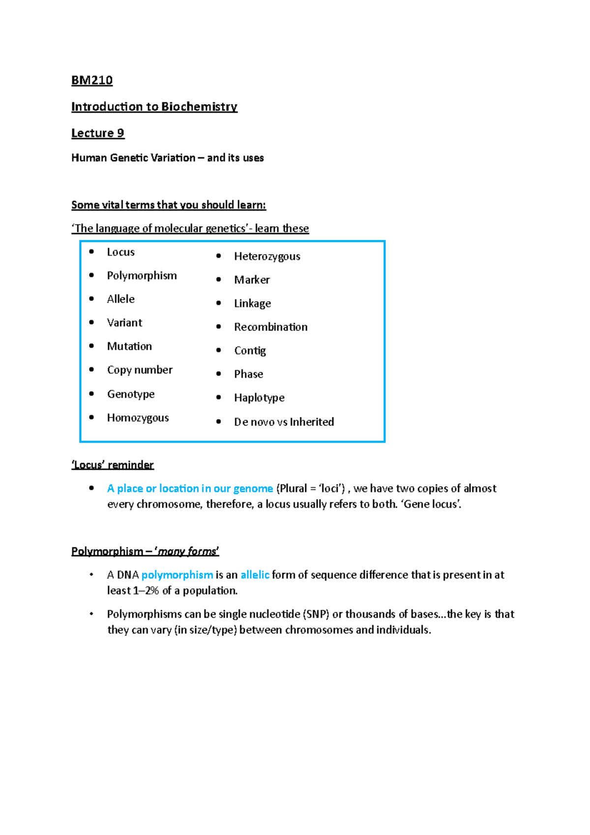 BM210 Lecture 9 - BM210 - Strath - Studocu