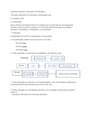 ITL, Syntax - Lecture notes 4 - Introduction to Linguistics - PangSU ...
