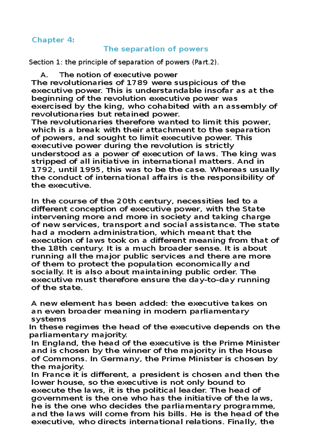 Chapter 4 Constitutional Law 16 - Chapter 4: The separation of powers ...