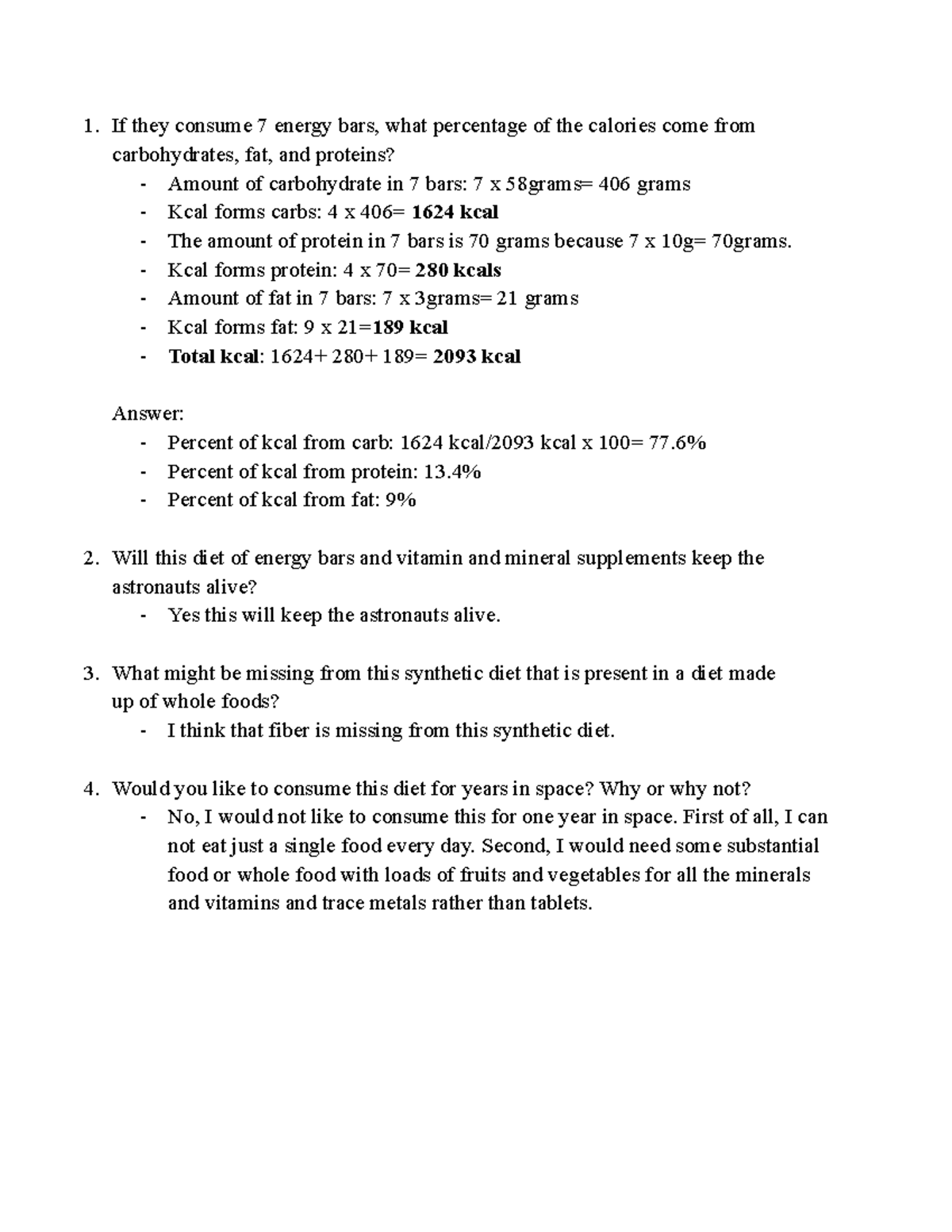 Chapter 7 Case Study - If they consume 7 energy bars, what percentage ...