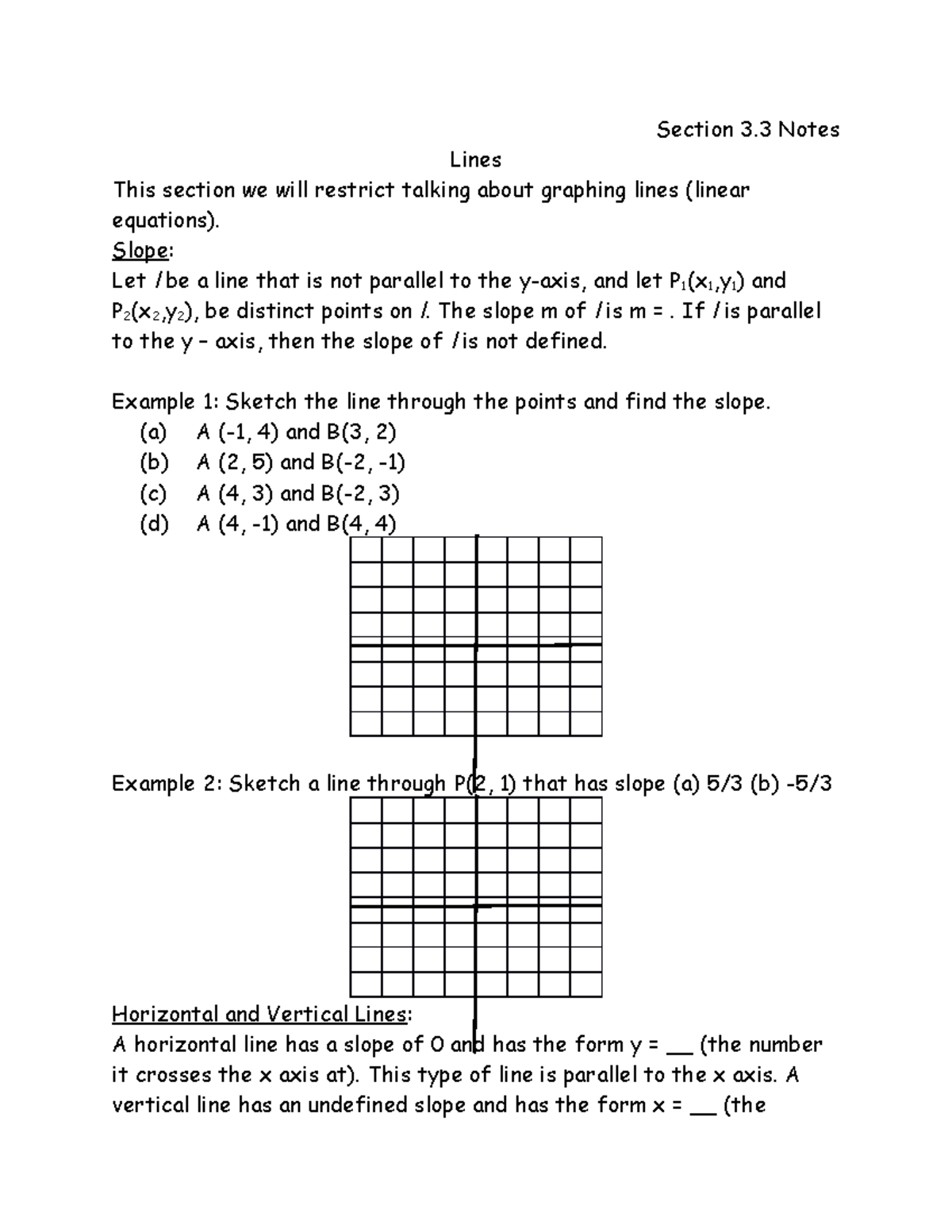 Section+3 - College algebra - Section 3 Notes Lines This section we ...