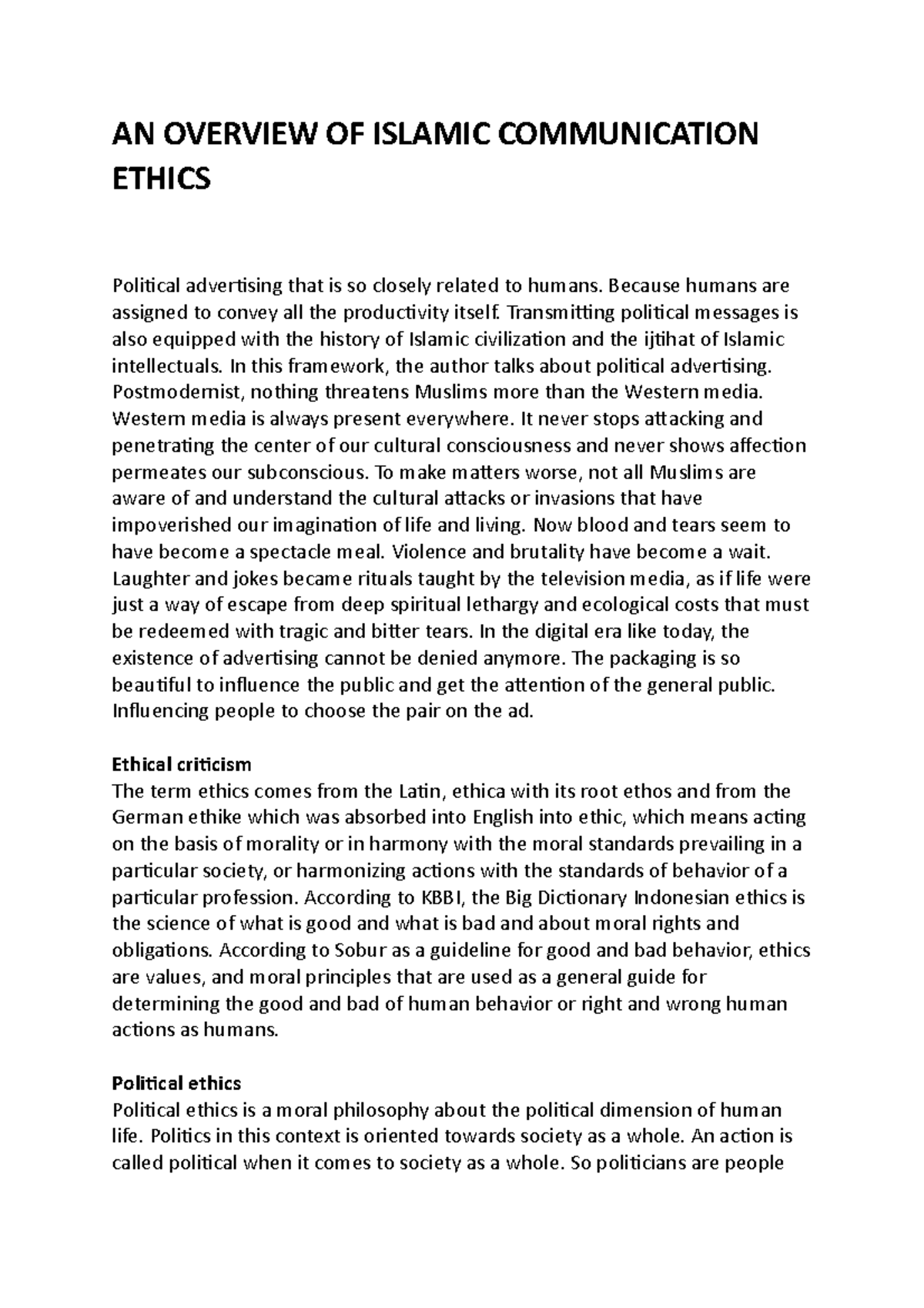 AN Overview OF Islamic Communication Ethics - AN OVERVIEW OF ISLAMIC ...