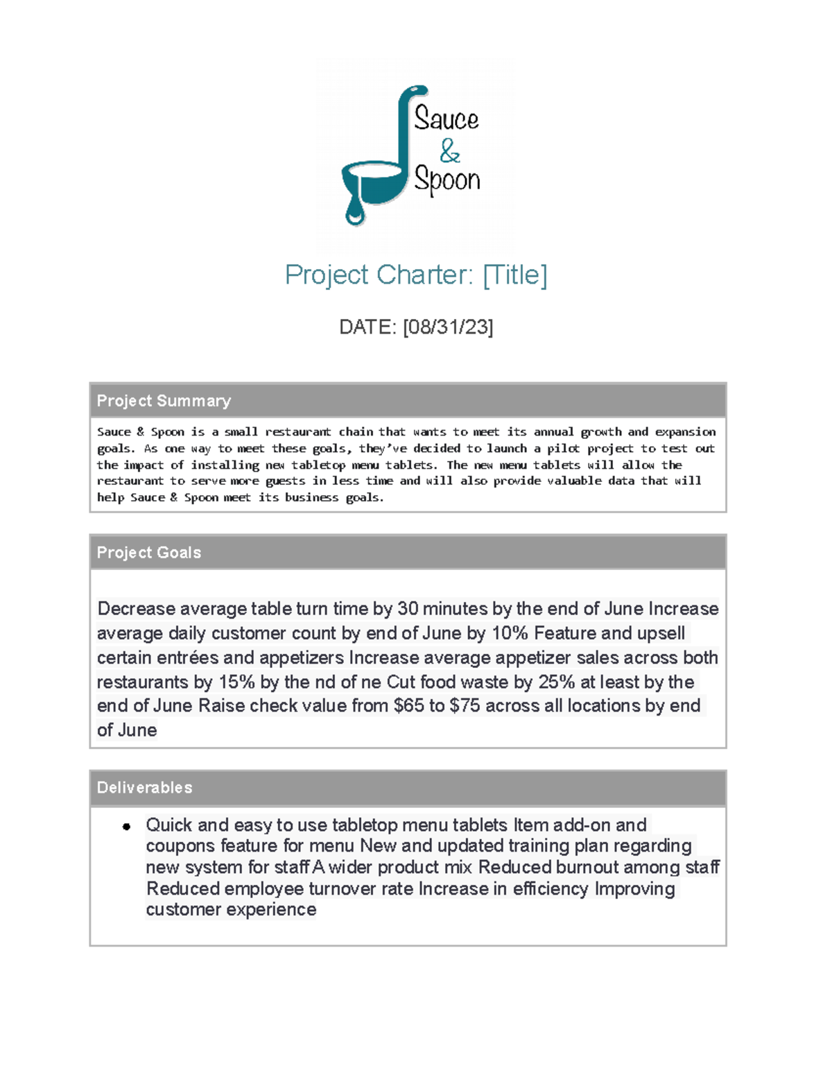 project charter essay