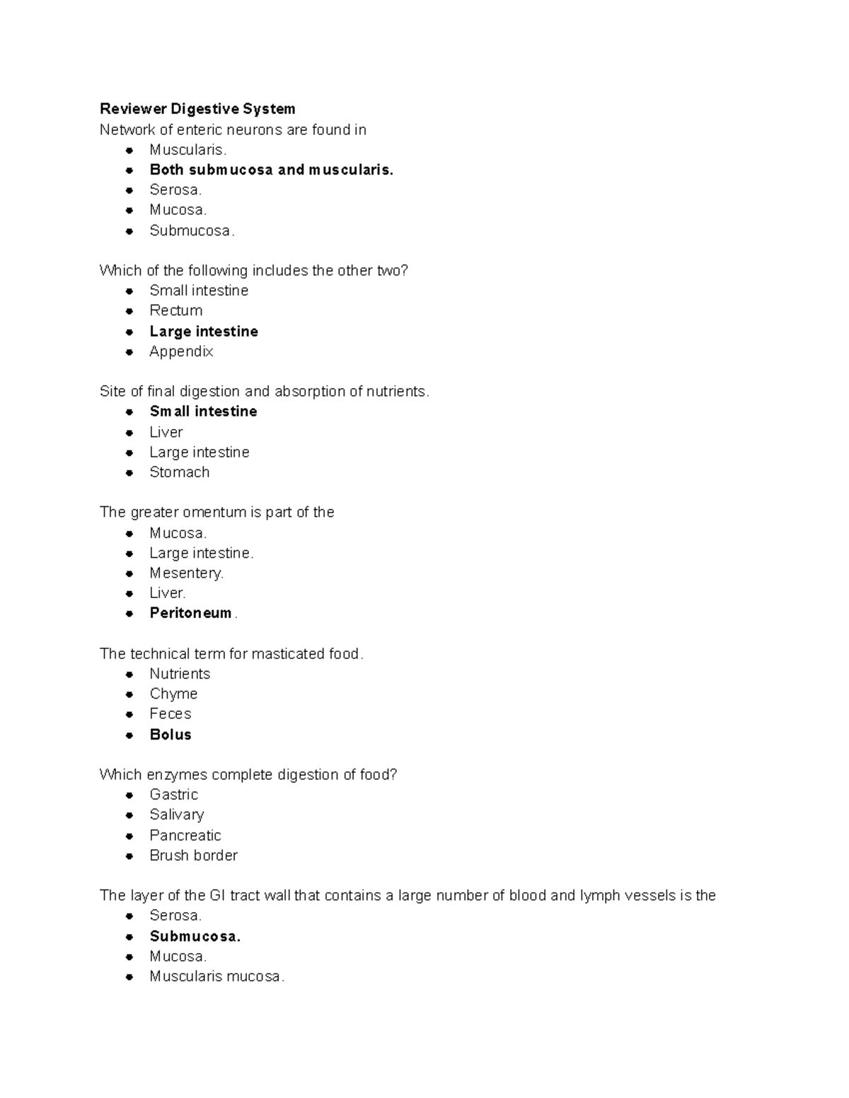 Digestive System - Lecture notes 1-11 - Reviewer Digestive System ...