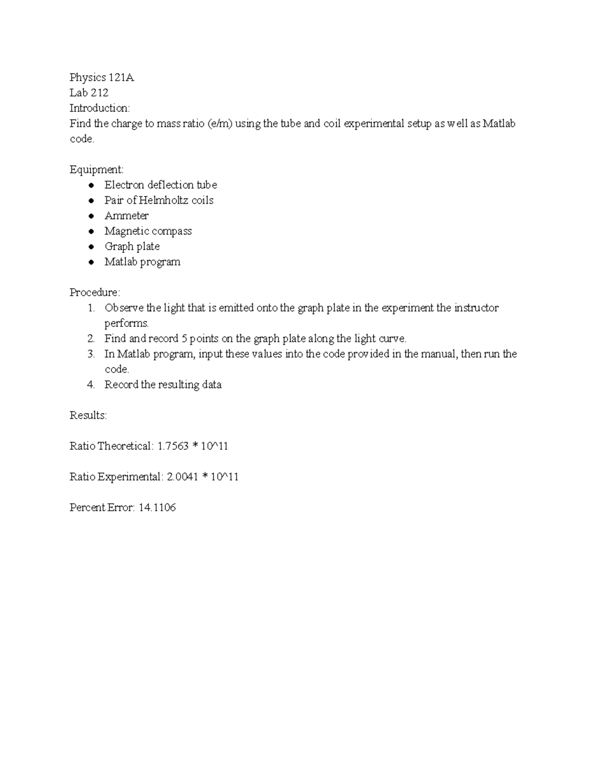 Physics 2 Lab 212 Lab Physics 121A Lab 212 Introduction Find the