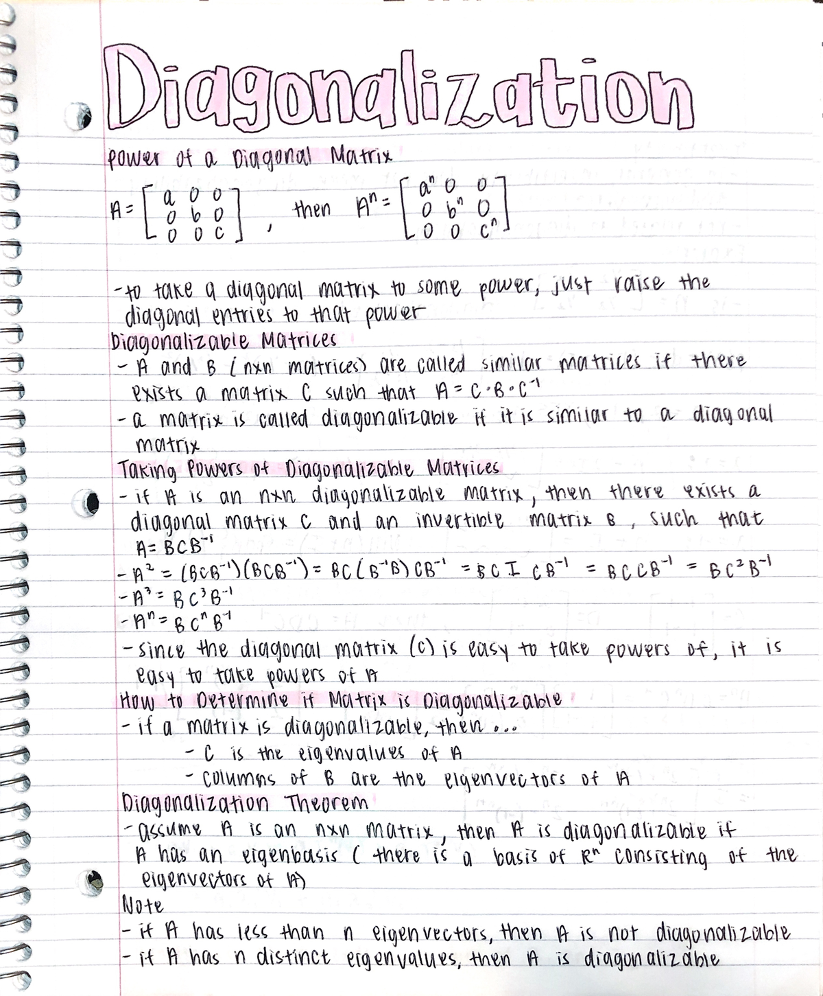 Diagonalization Notes - MATH 1553 - Studocu