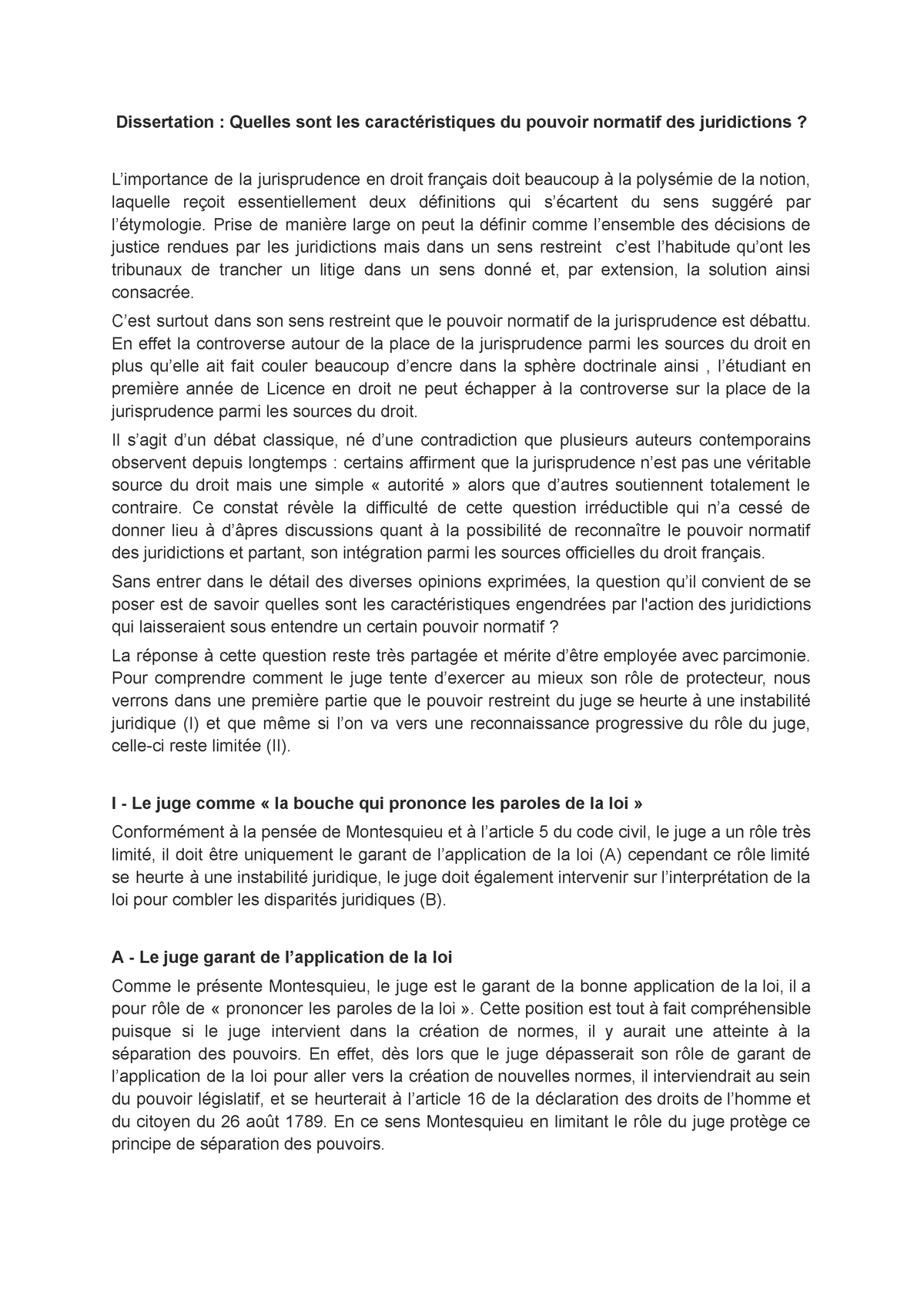 dissertation juridique le pouvoir constituant originaire