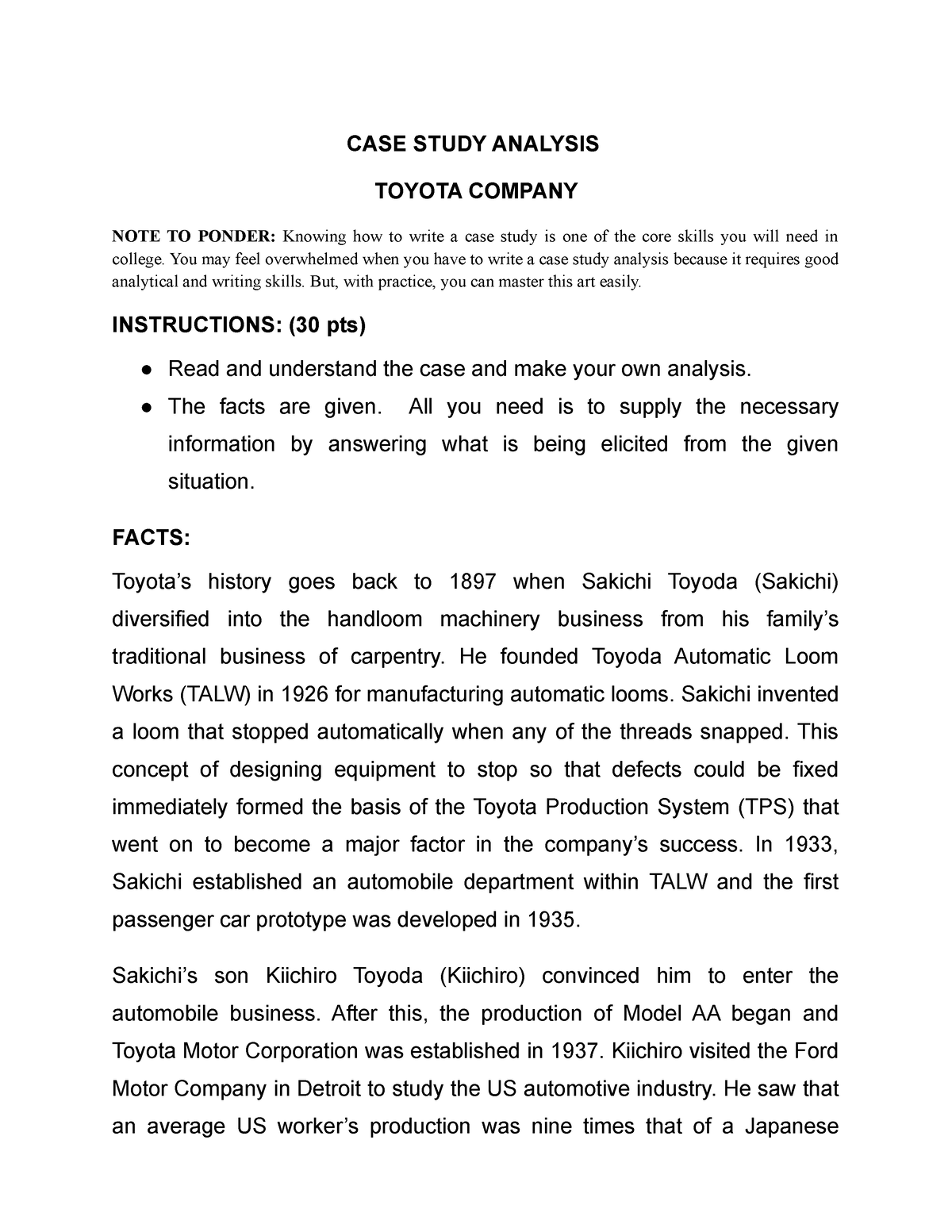 toyota benchmarking case study pdf