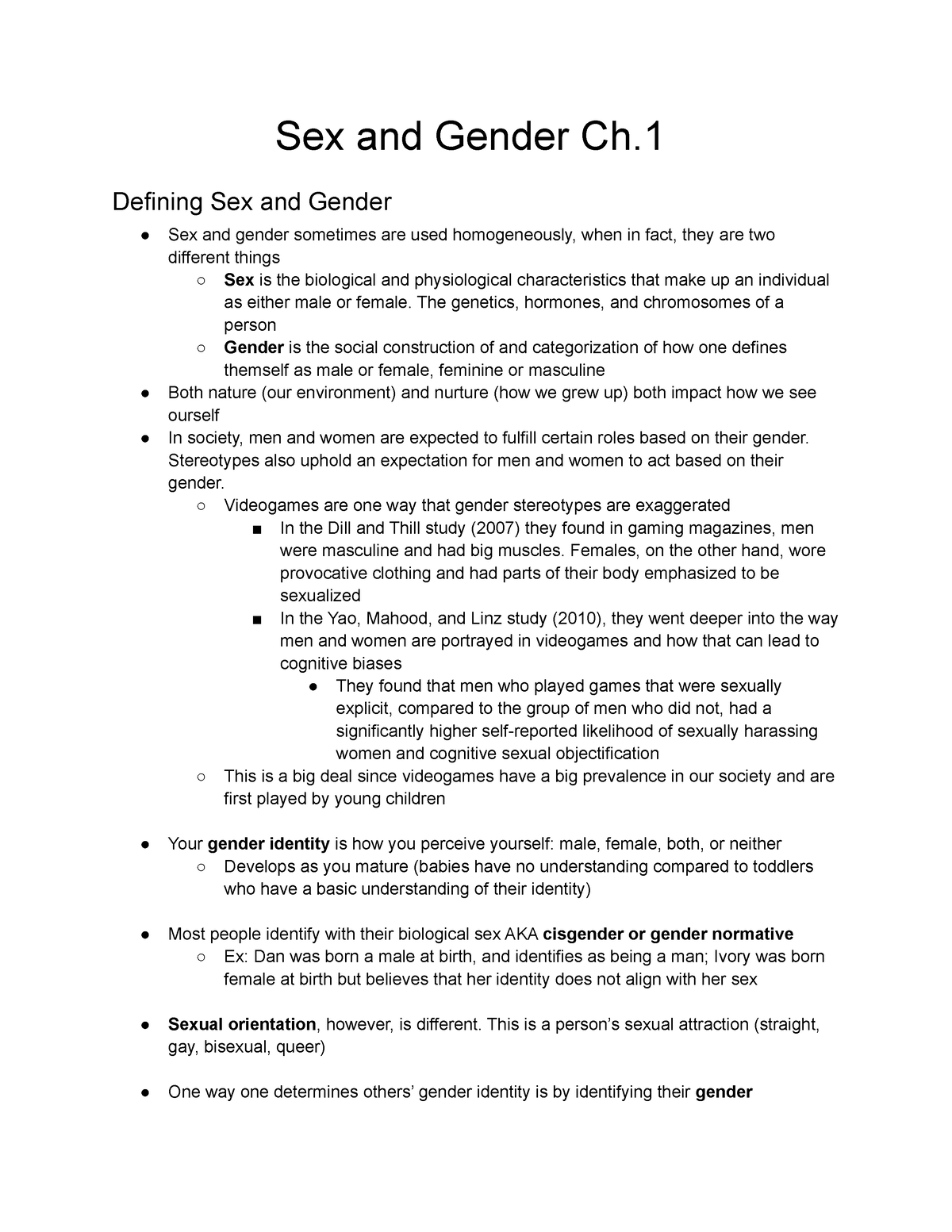 Sex And Gender Ch 1 Defining Sex And Gender Sex And Gender Sometimes