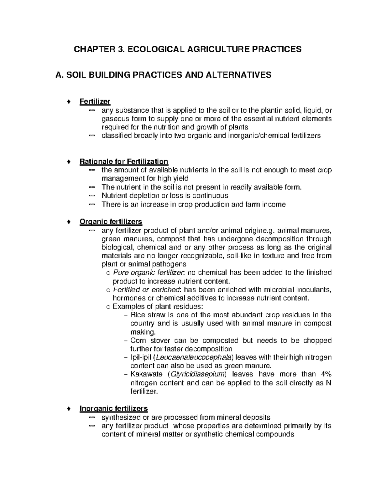 Ecological Agriculture Practices - Chapter 3. Ecological Agriculture 