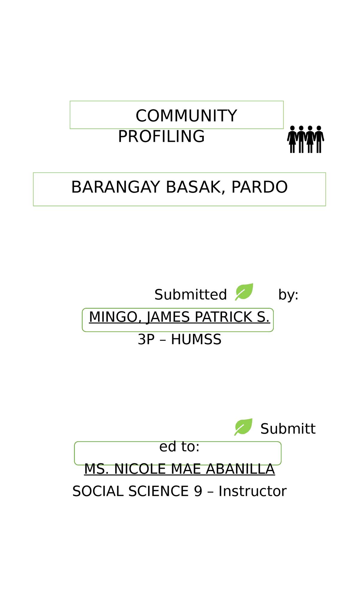 Community Profiling Mingo - COMMUNITY PROFILING BARANGAY BASAK, PARDO ...