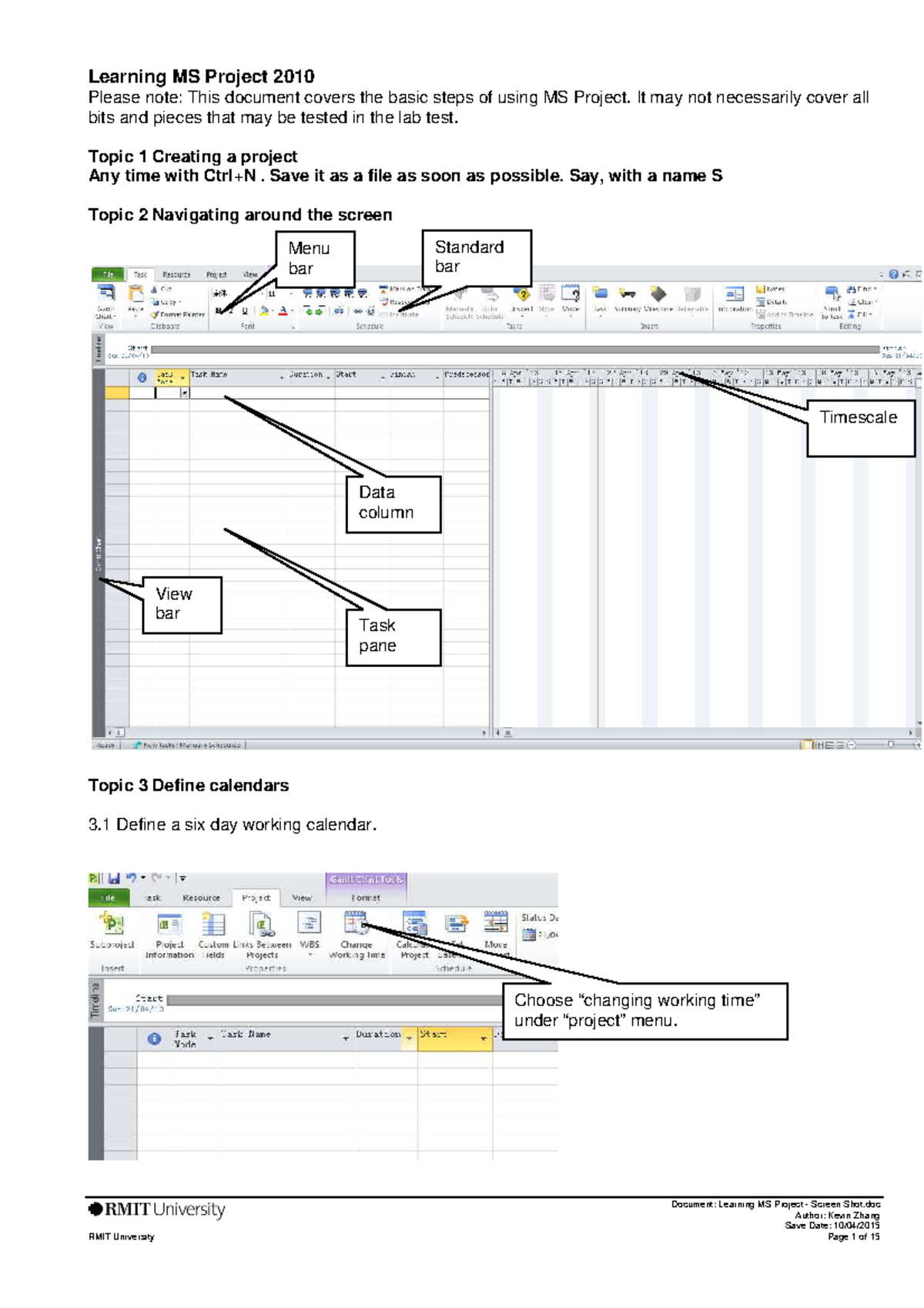 MS Project Steps - Learning MS Project 2010 Please note: This document ...