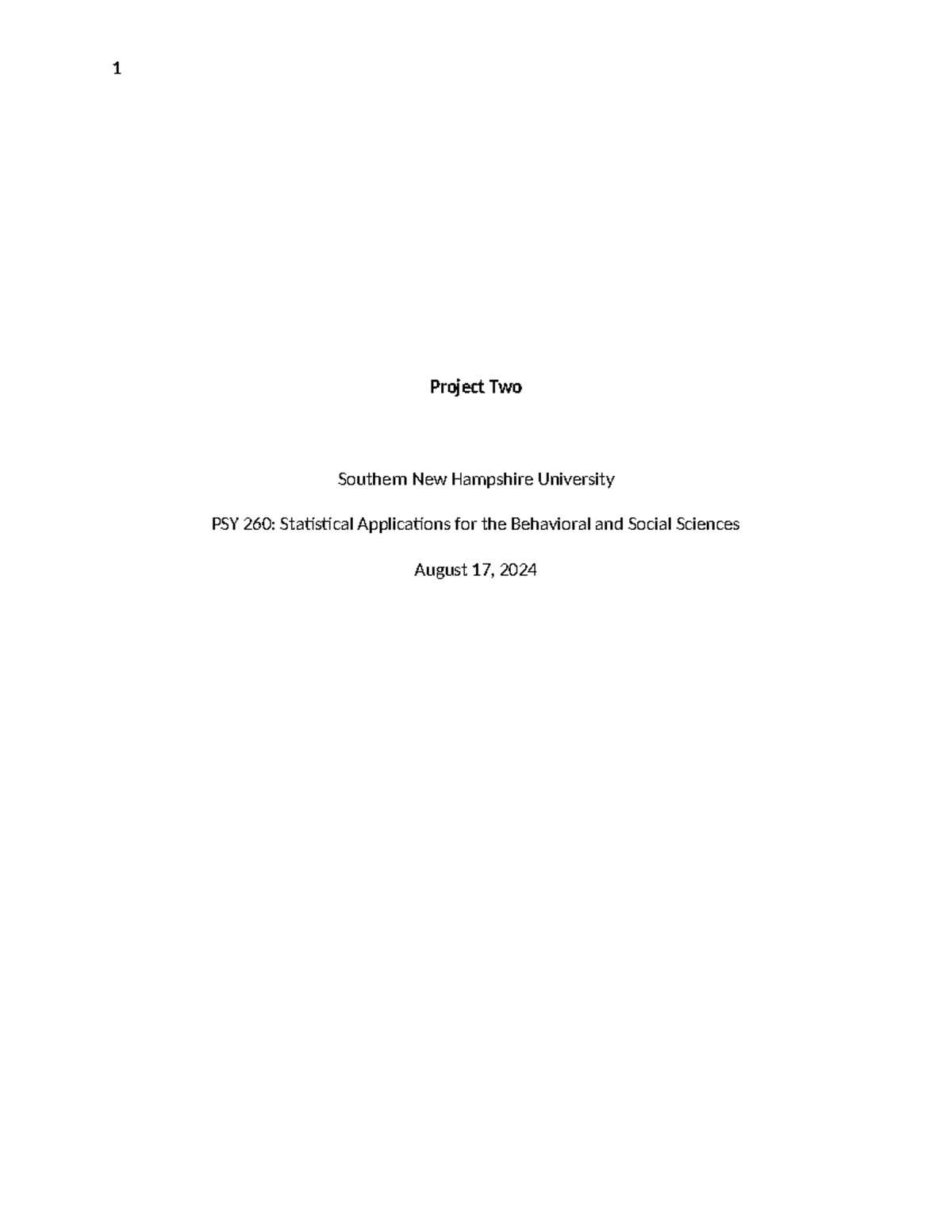 PSY260 Project Two - Psy 260 - 1 Project Two Southern New Hampshire ...