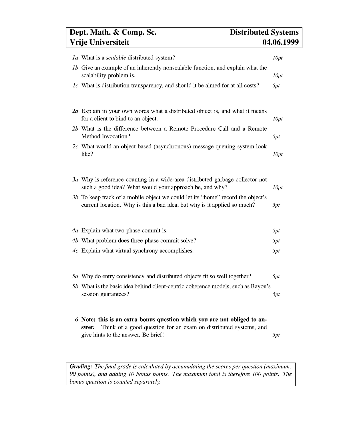 distributed system assignment questions