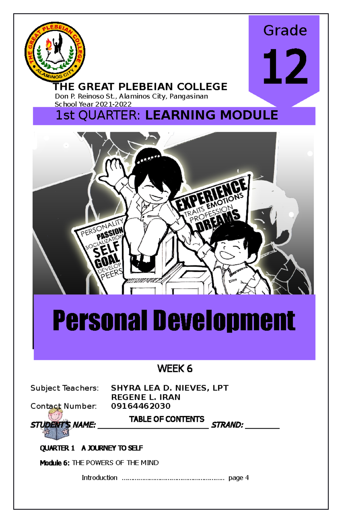 Perdev- Module-678module Personal - QUARTER 1 A JOURNEY TO SELF Module ...