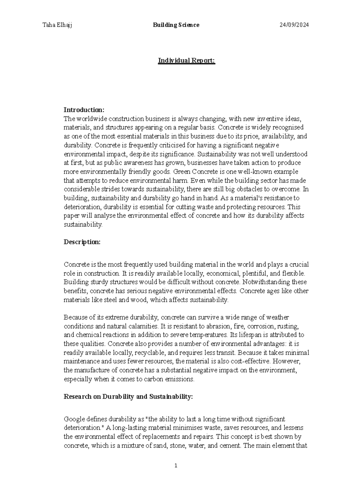 Individual Report - good - Individual Report: Introduction: The ...