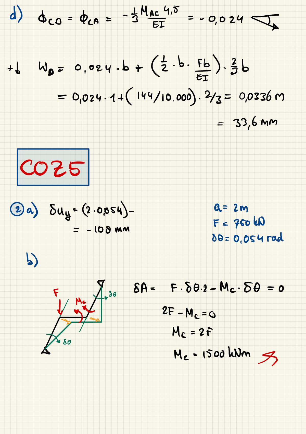 COZ 5 - Constructie Mechanica 3 - db) OCD = 0ca = - 5 Mc , 5 = - 0 ...