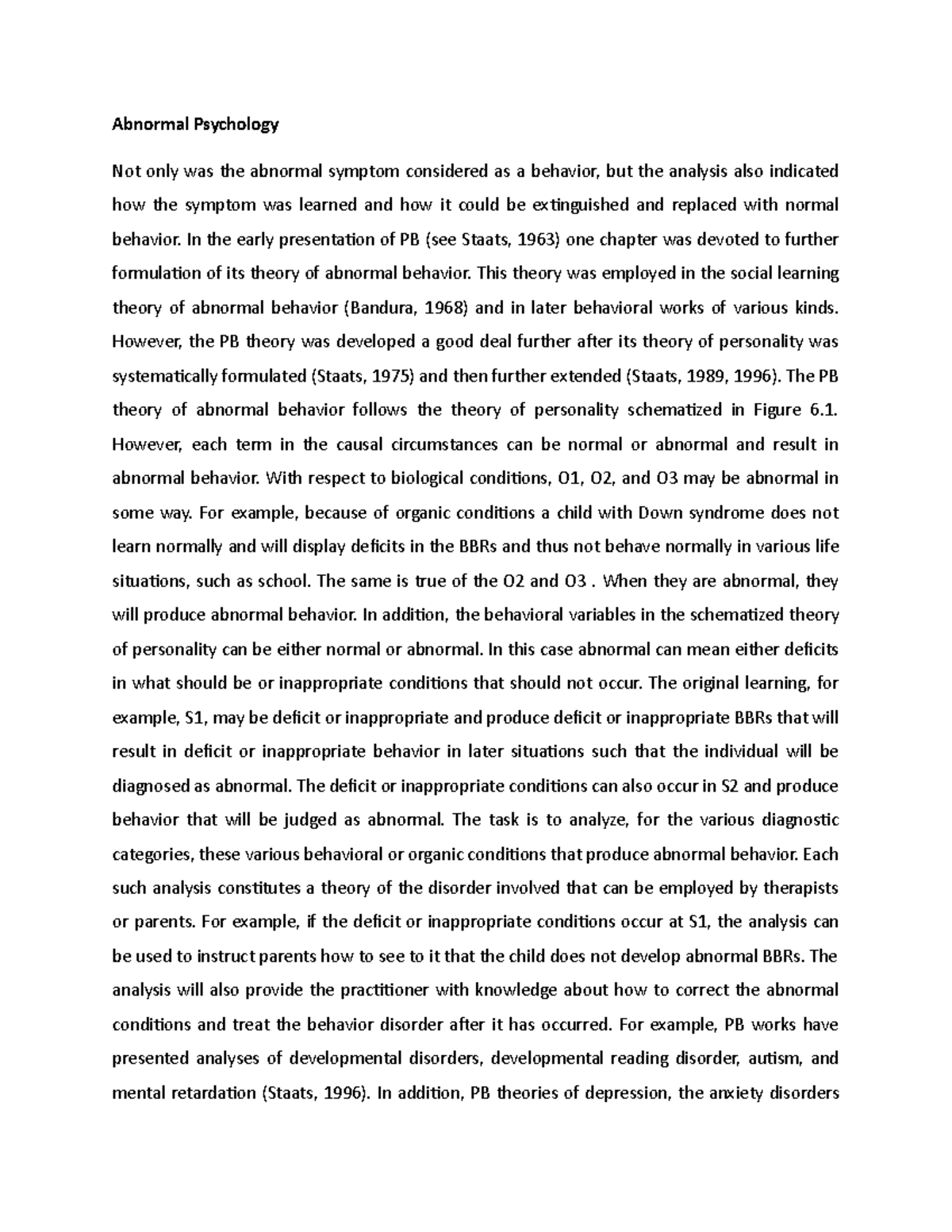 history of abnormal psychology essay