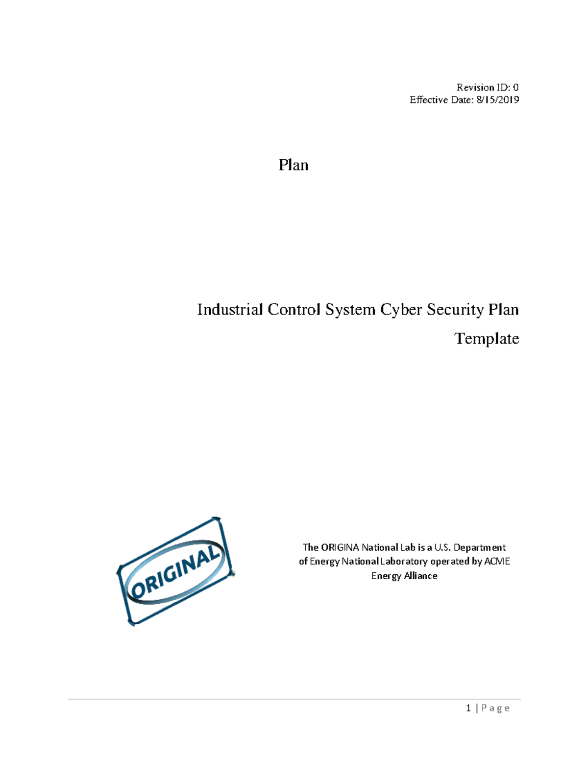 Session 1 - Cybersecurity Plan Template updated Final - Revision ID: 0 ...