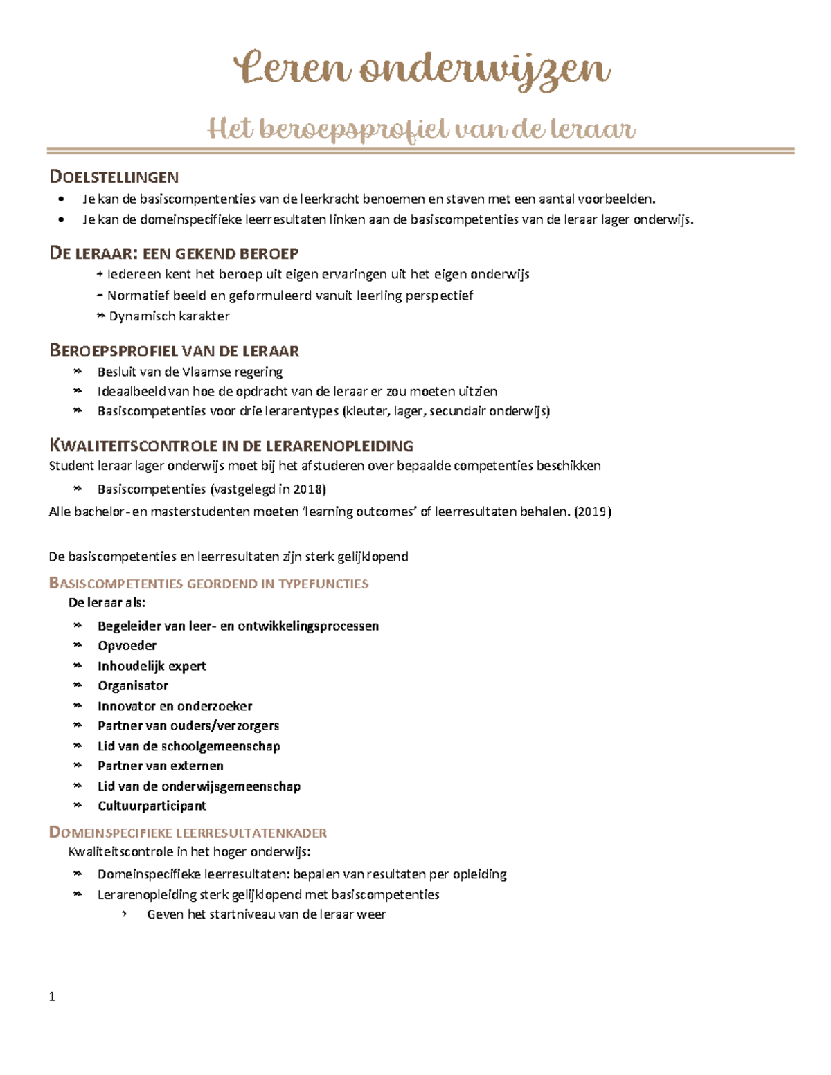 Samenvatting Leren Onderwijzen - Leren Onderwijzen Het Beroepsprofiel ...