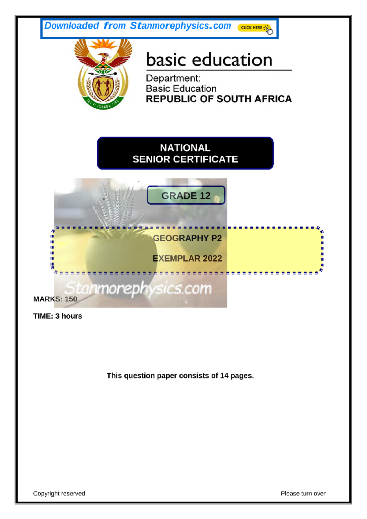 Geography Grade 12 Exemplar 2022 P2 and Memo Studocu