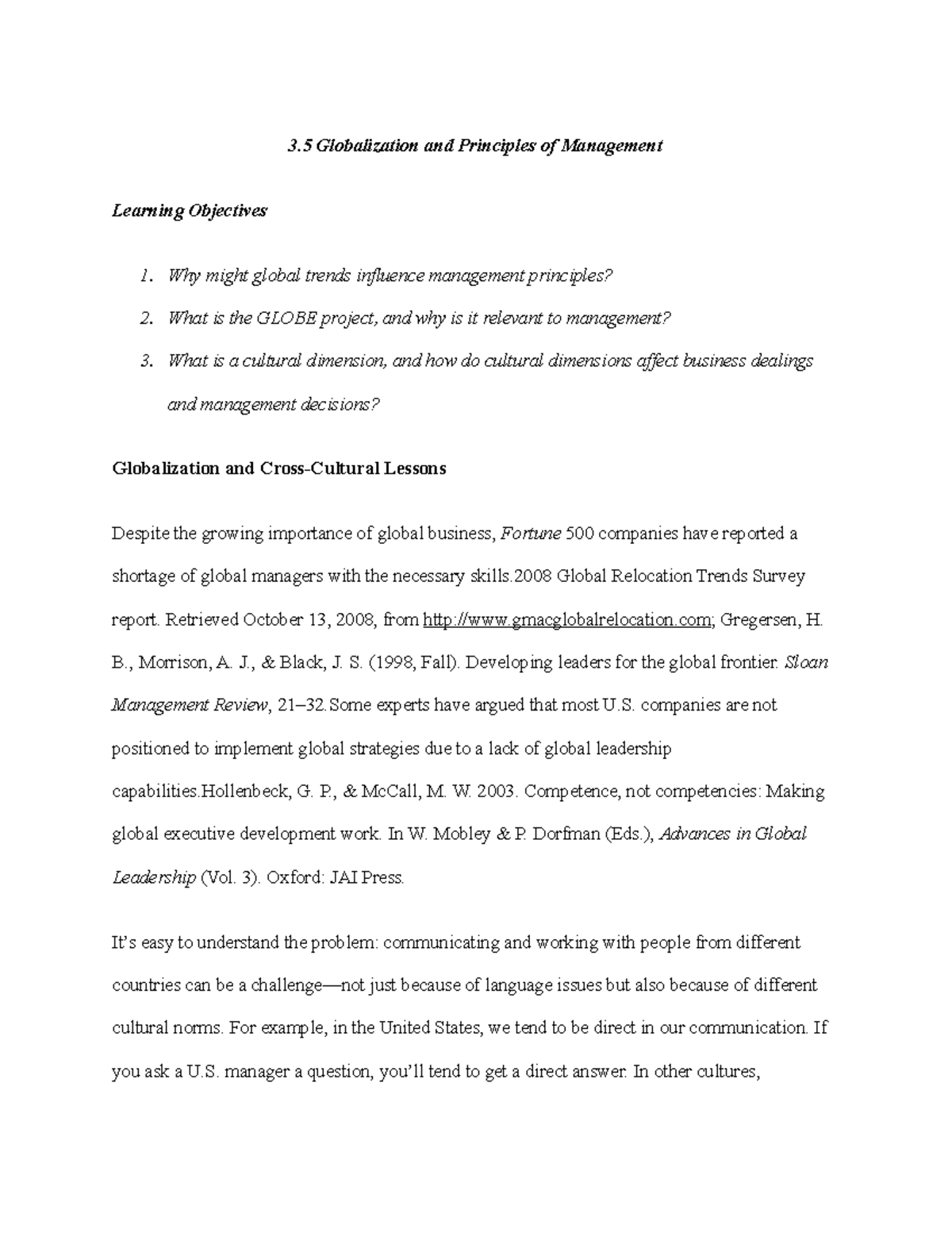 3.5 Globalization and Principles of Management - 3 Globalization and ...