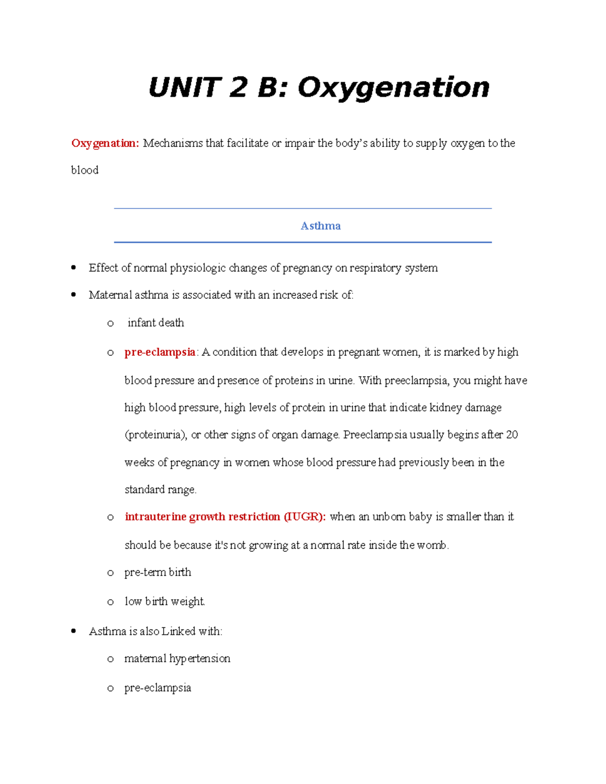 UNIT 2 B Oxygenation - Info Needed To Pass Nursing - UNIT 2 B ...