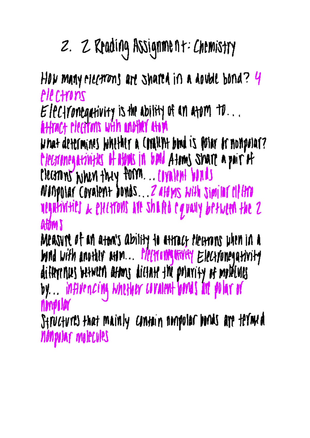 2-2 Reading Assignment - 2 Read i ng As s i gnme nt:Chem is tr y H ow ...
