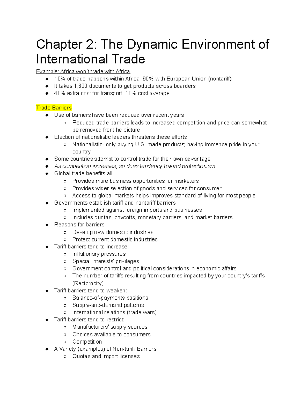 Global Marketing - dr. colley - Chapter 2: The Dynamic Environment of ...