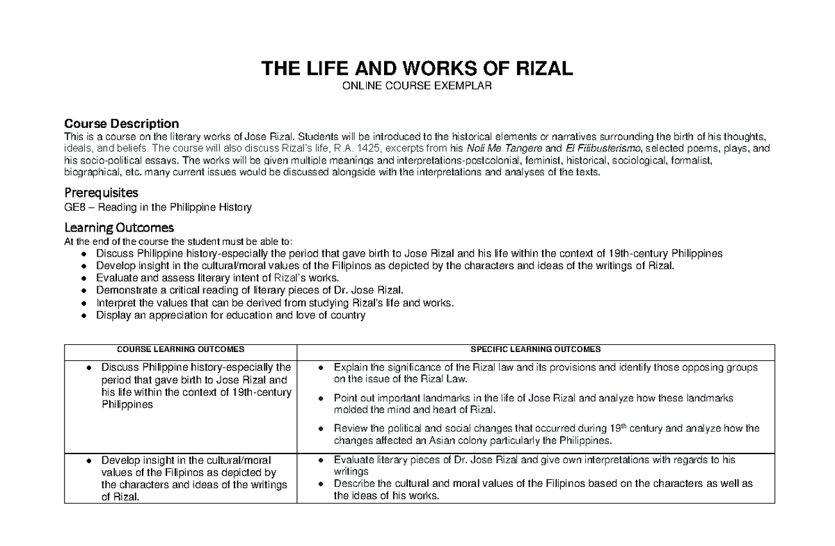 LT+LIFE+AND+ Works+OF+ Rizal++ Course+ Syllabus+ Exemplar-( Christian+D ...