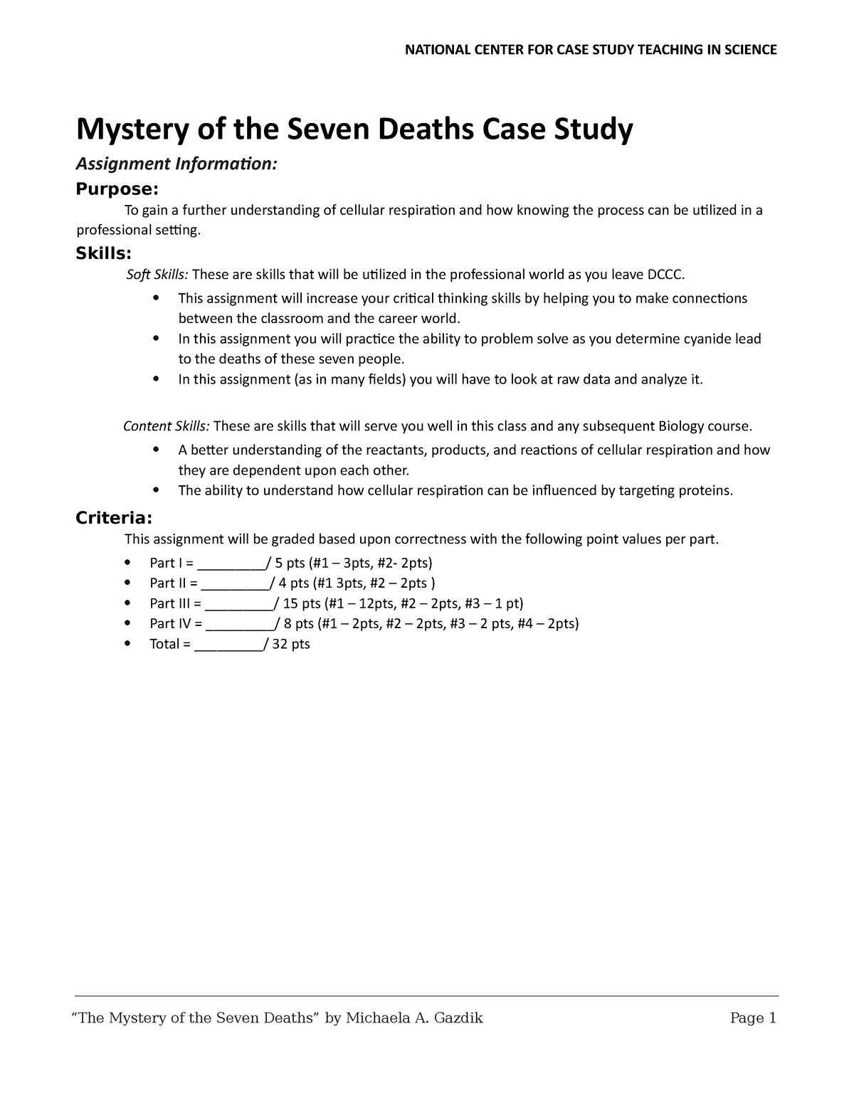 case study mystery of the 7 deaths answers