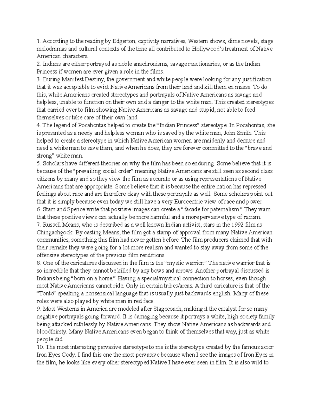 Reel Injun Notes - According to the reading by Edgerton, captivity ...