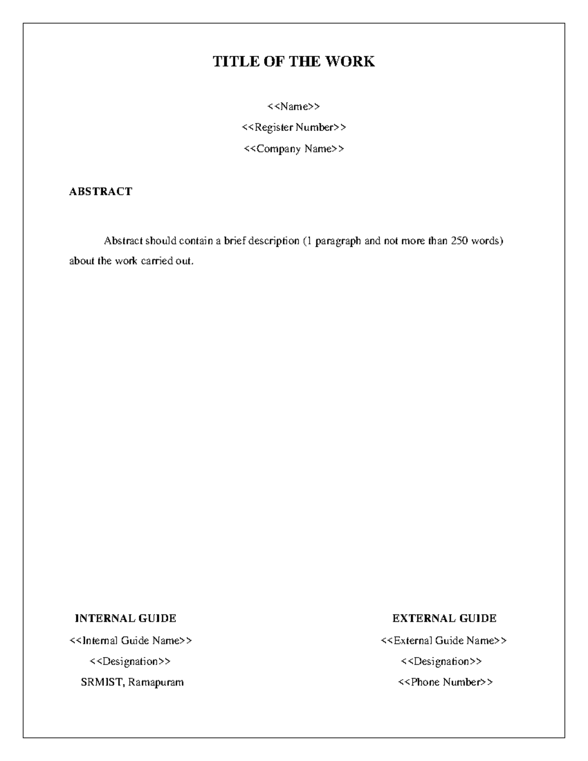 Abstract - Marketing Management - TITLE OF THE WORK
