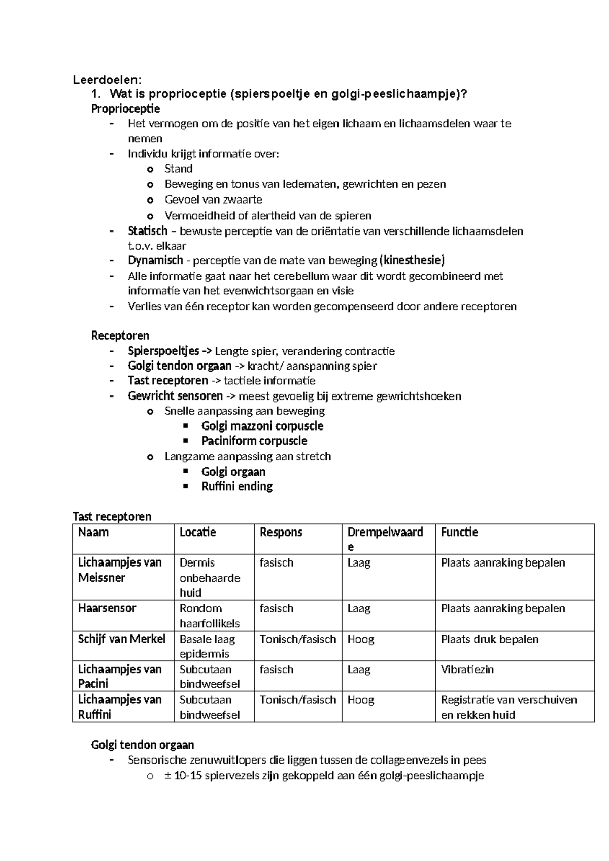 Casus 11 Blok 4 Jaar 1 Leerdoelen 1 Wat Is Proprioceptie