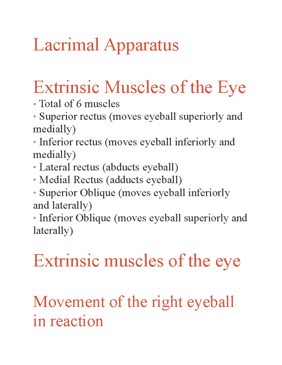 Lacrimal Apparatus Lacrimal Apparatus Extrinsic Muscles Of The Eye • Total Of 6 Muscles 7548