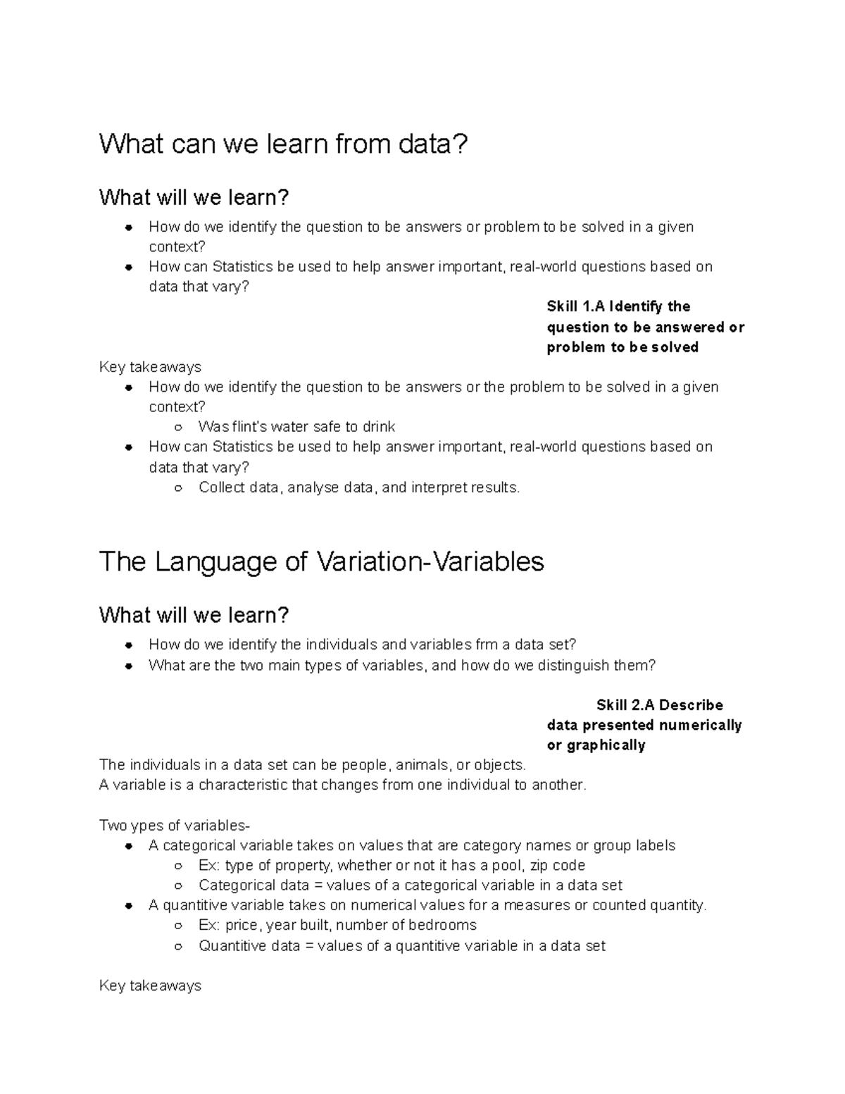notes for statistics - What can we learn from data? What will we learn ...