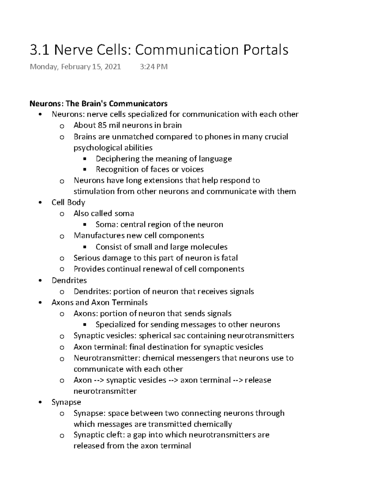 case study neurons and cell communication key