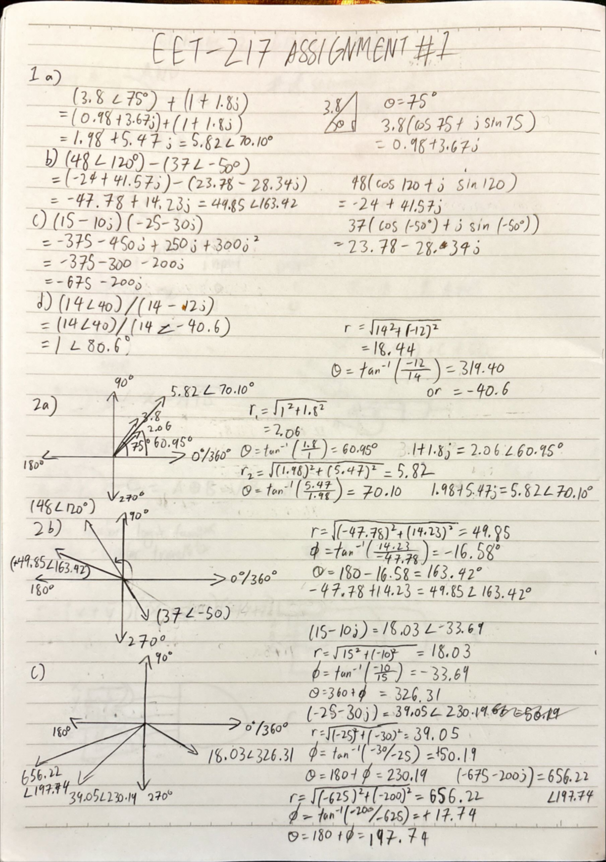 Electrical Theory 3 Assignment 1 - 1a) (3 ( t 3(105 jsin 15) b) (48 ...