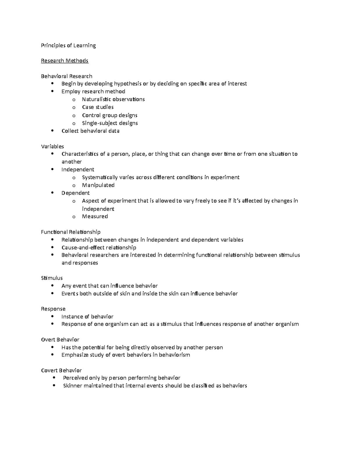 PL Chapter 2 Lecture Notes Exam 1 Principles Of Learning Research 