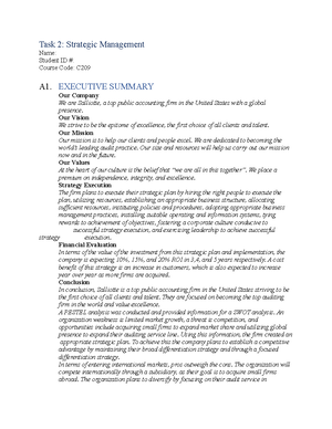 C-209 - C209 Task 1 Passed 1st attempt - Strategic Management C- JRM ...