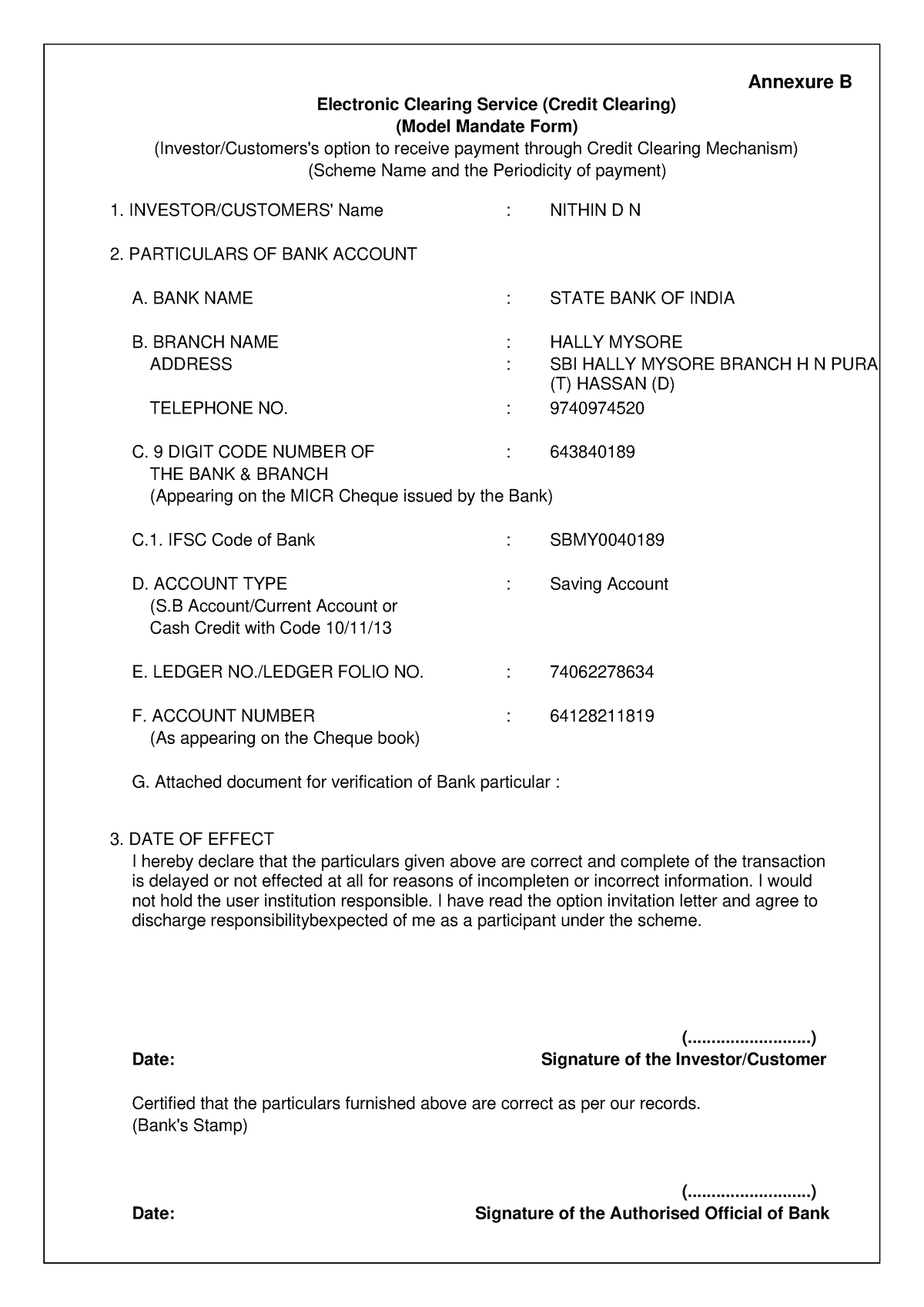 Annex-B - notes - Annexure B Electronic Clearing Service (Credit ...