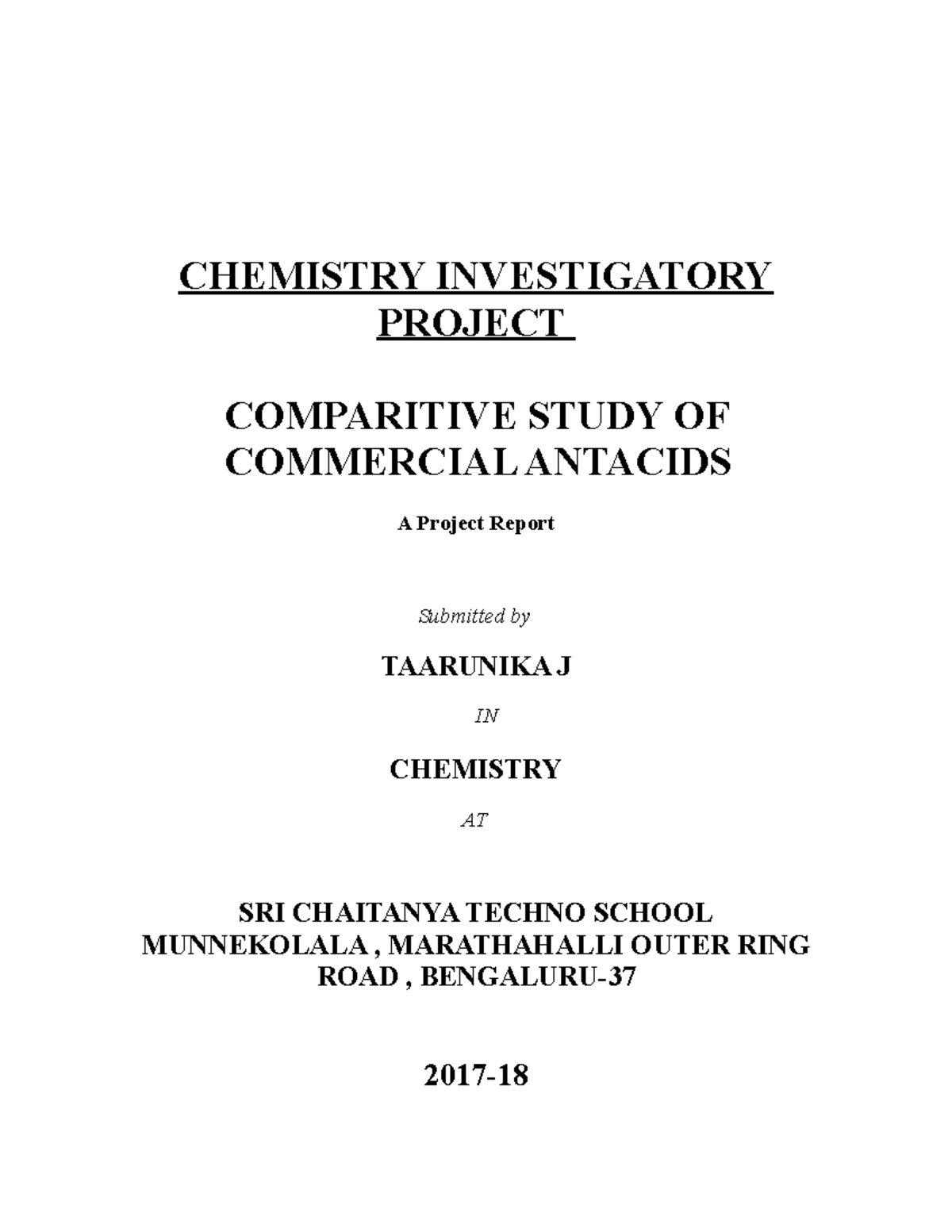 Chemistry Investigatory Project Comparit - CHEMISTRY INVESTIGATORY ...