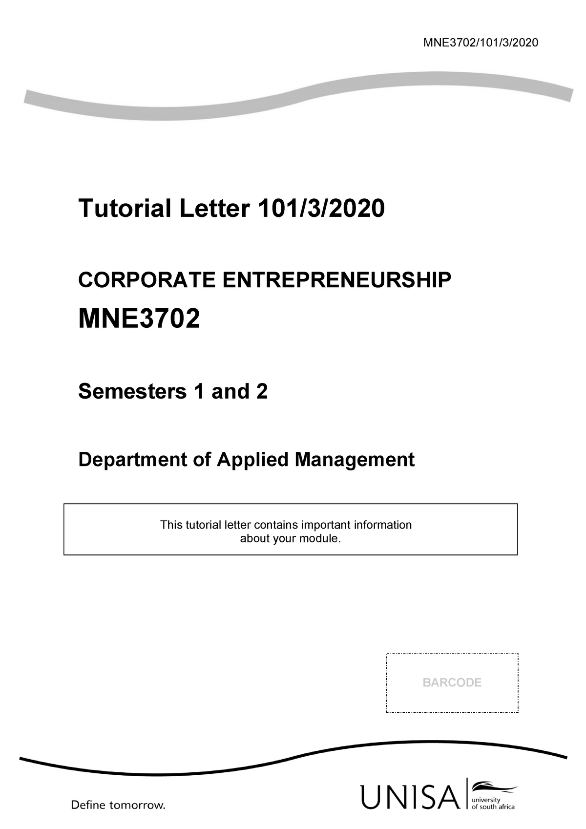 101 2020 3 B - Tutorial Letter 101/3/2020 - MNE3702/101/3/ Tutorial ...