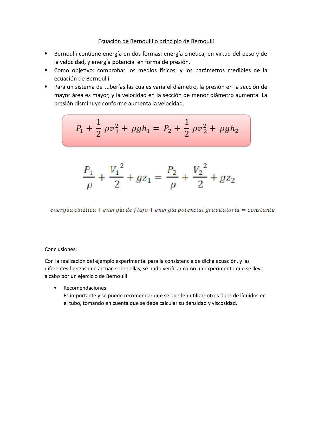 Bernoulli Ecuacion - Estudio - Ecuación De Bernoulli O Principio De ...