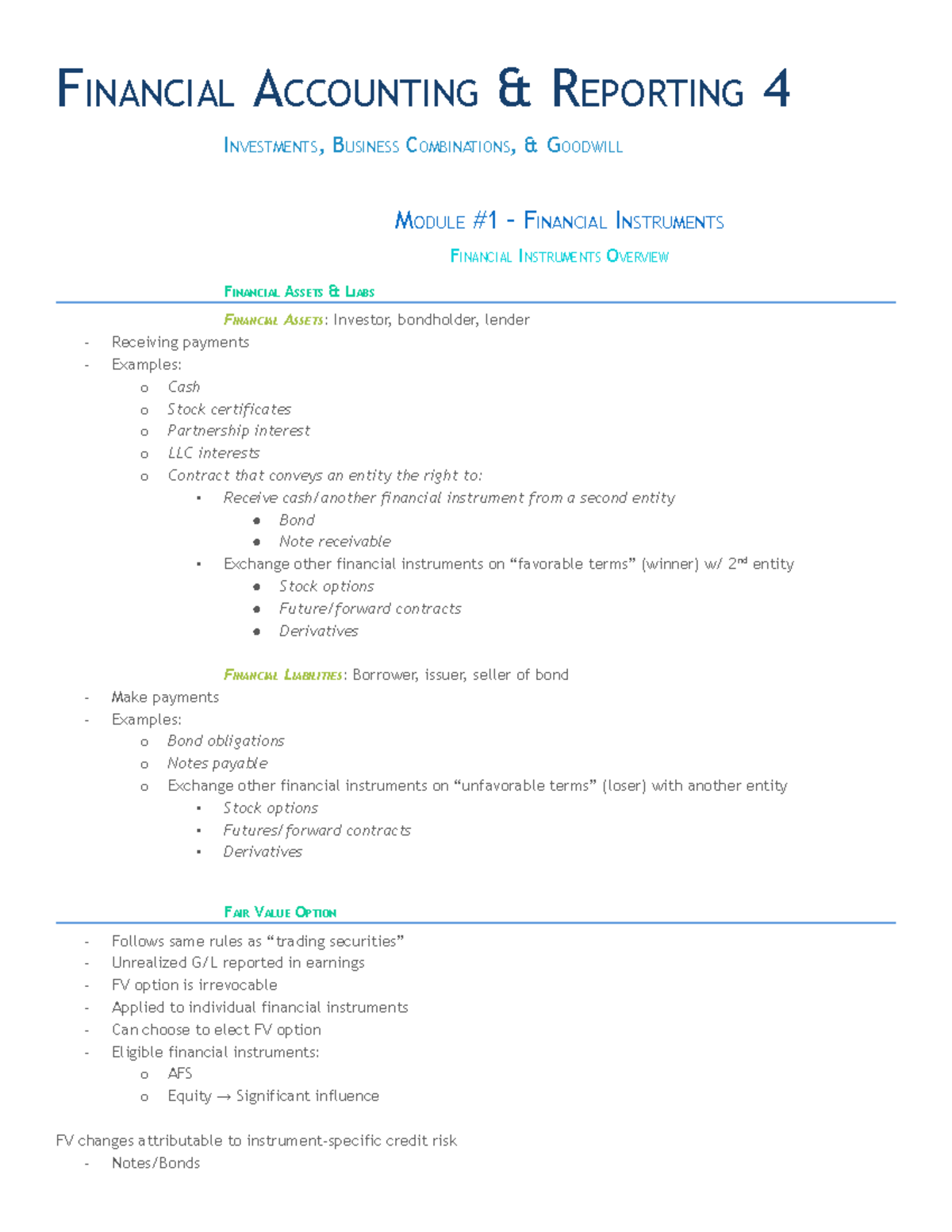 FAR 4 Outlines - Far Chapter 4 - FINANCIAL ACCOUNTING & REPORTING 4 ...